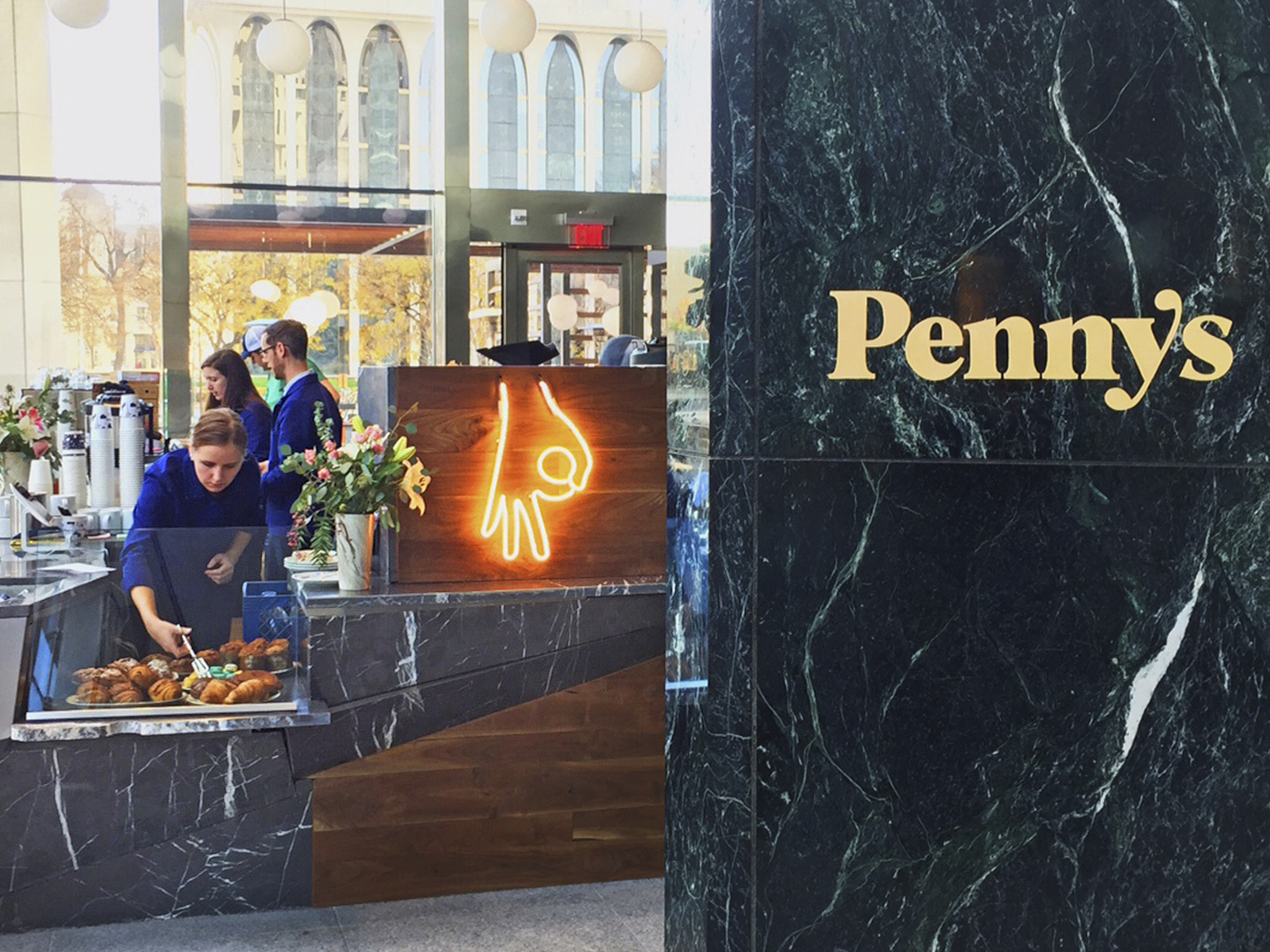 Main sign of Penny's Coffee